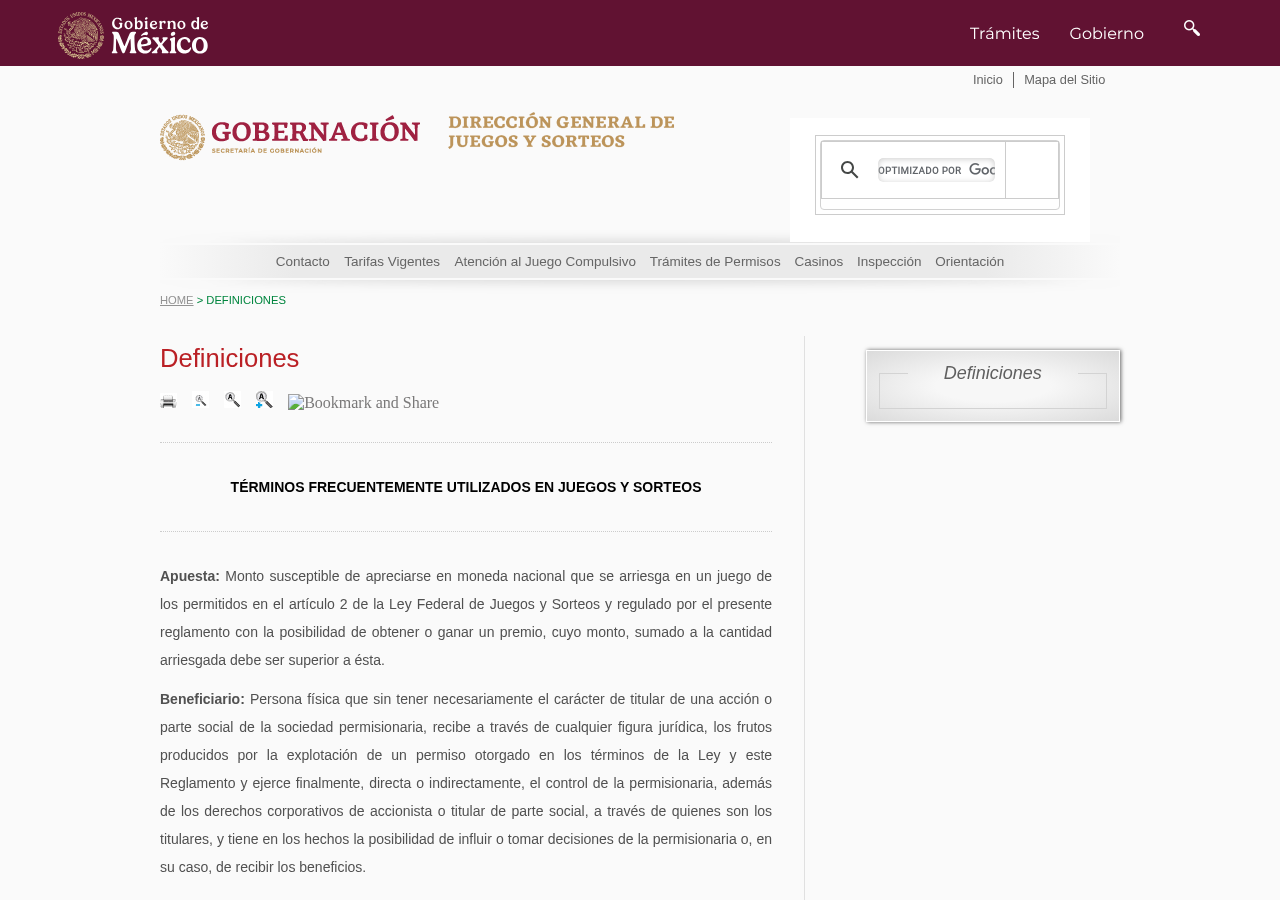 Registro oficial de terminología de DGJS capturado el 11 de agosto de 2026