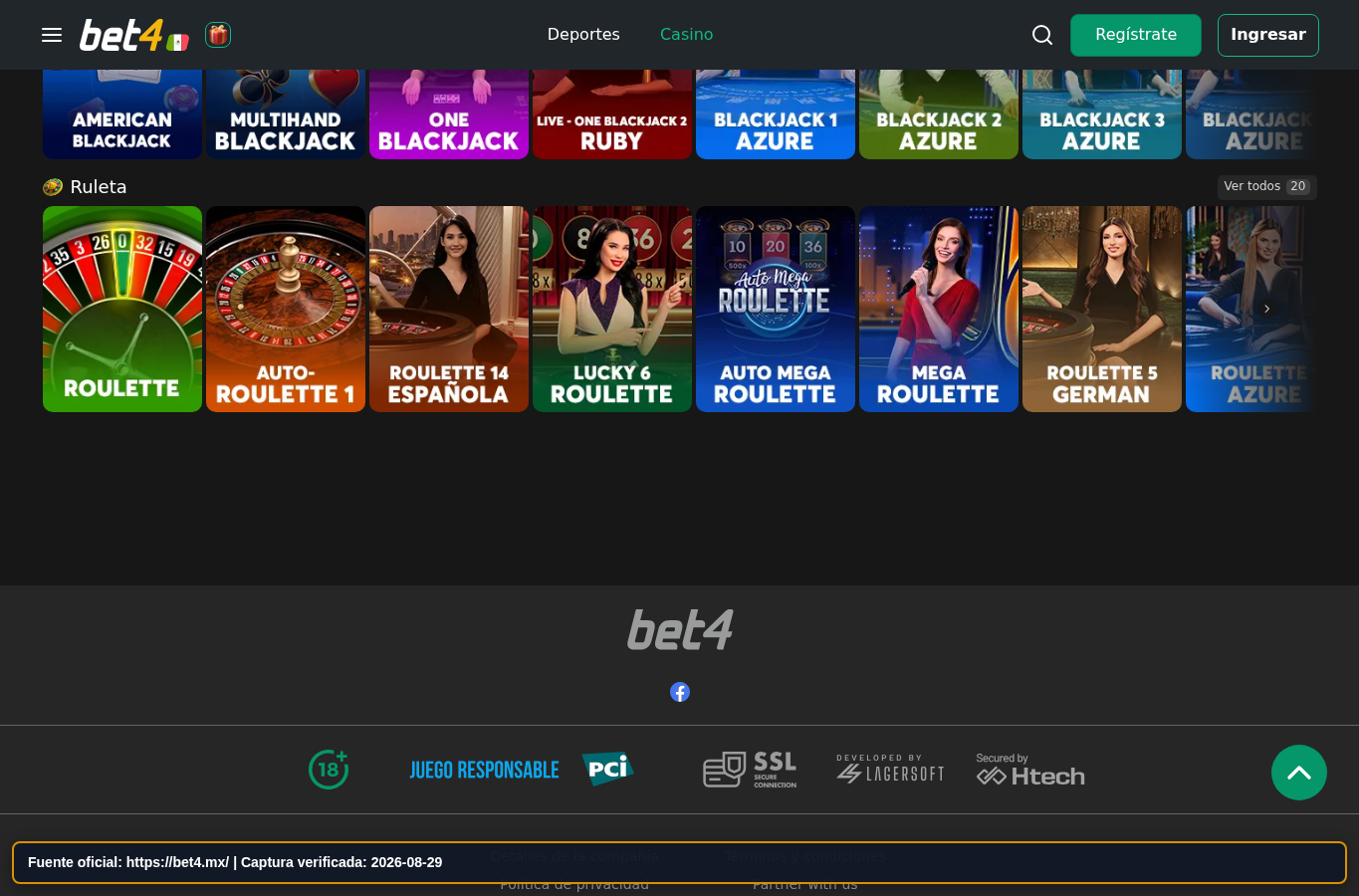 Identidad legal publicada por Bet4