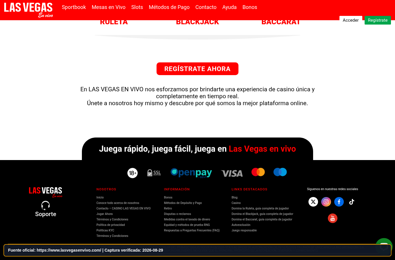Captura de la identificación legal del operador
