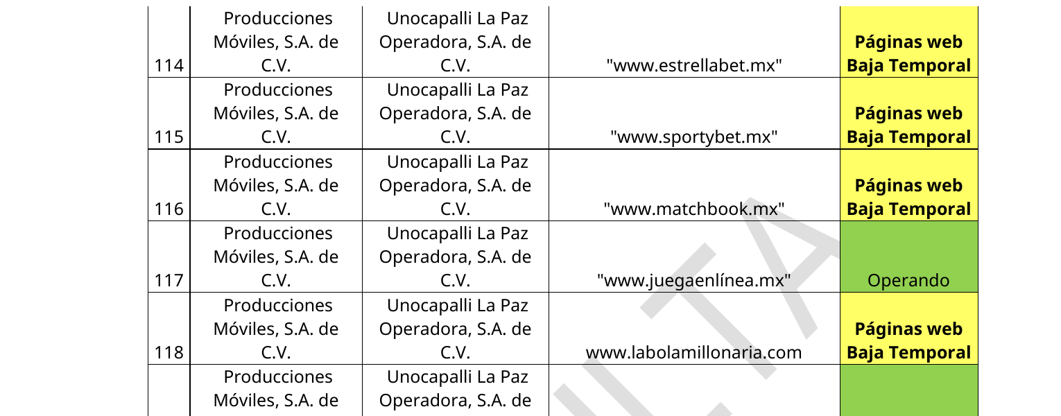 Registro de matchbook.mx con baja temporal