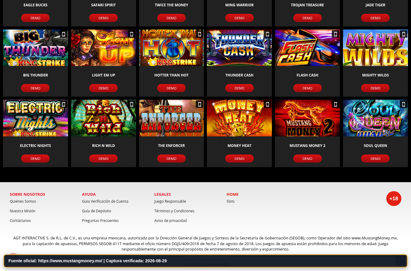 Identidad publicada por Mustang Casino