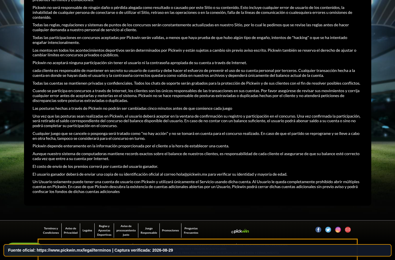Identidad legal declarada por Pickwin