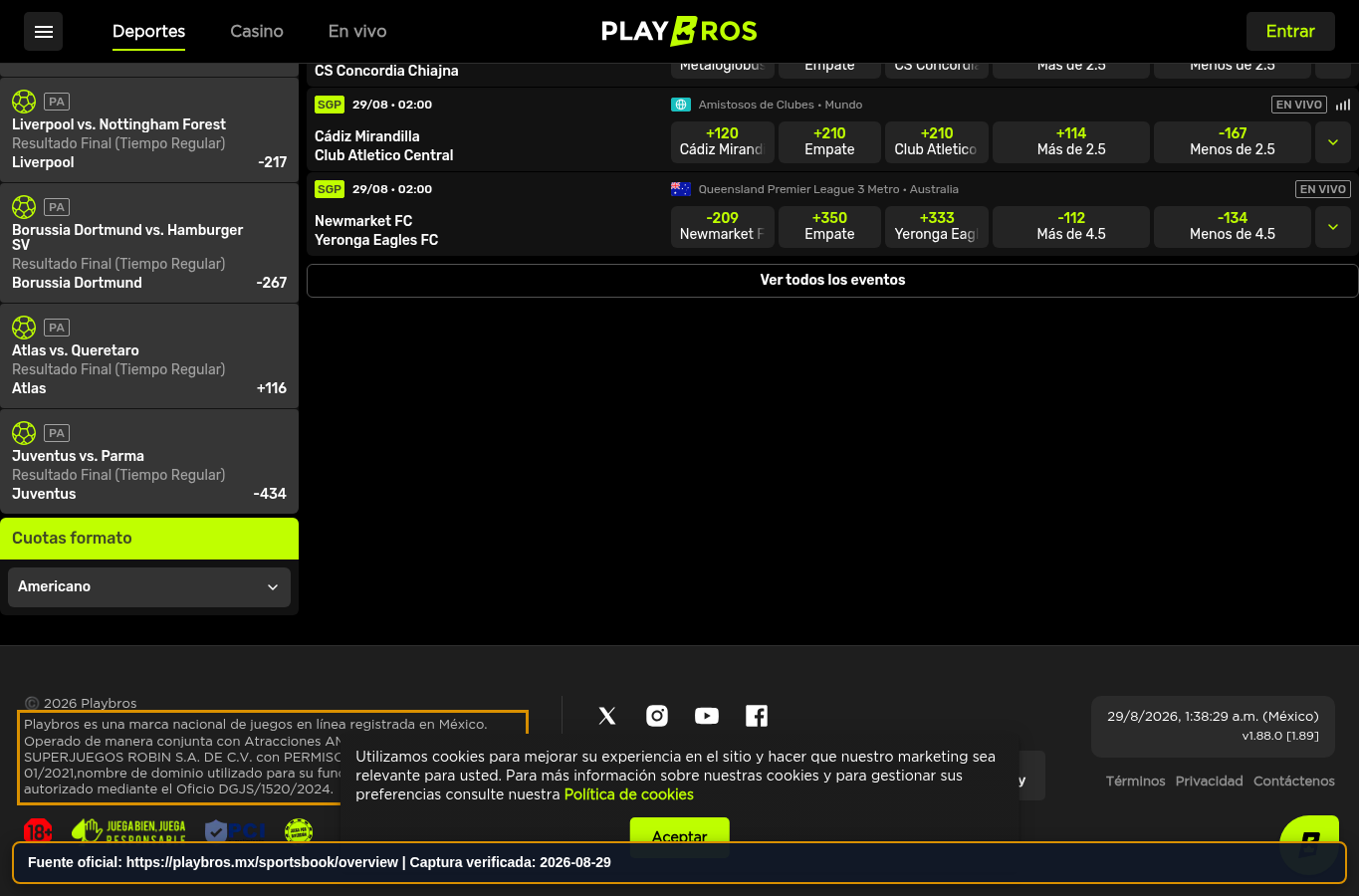 Identidad legal publicada en playbros.mx