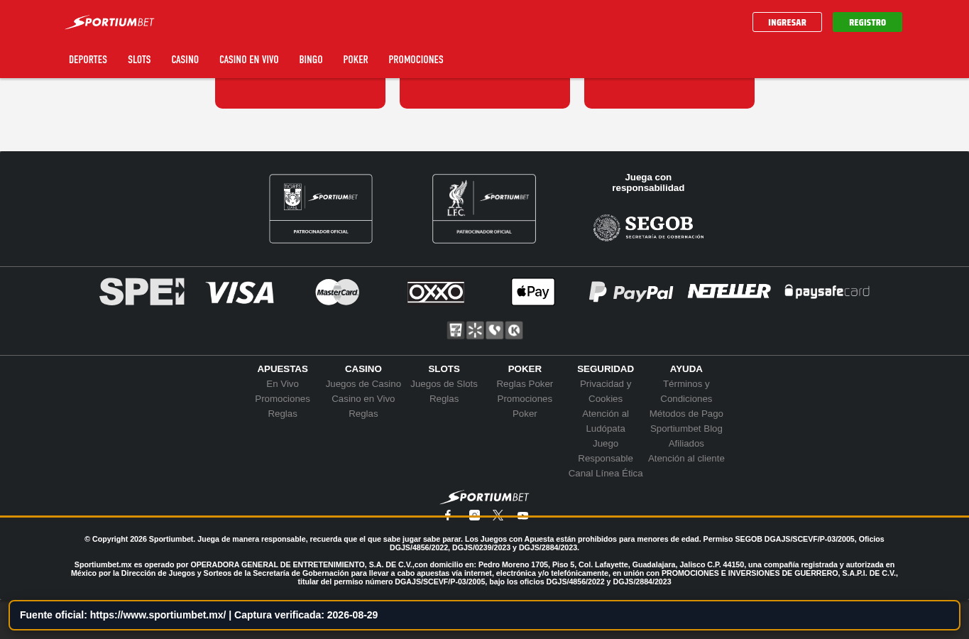 Identidad legal publicada por Sportium
