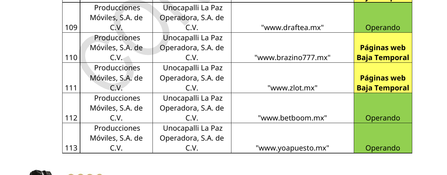 Registro oficial del dominio y su estado